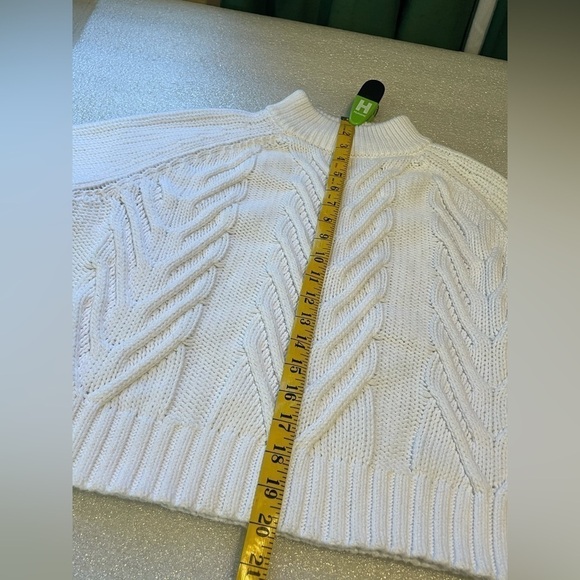 J. Crew White Chunky Cotton Cable Knit Mock Neck Sweater XXS - Picture 11 of 12